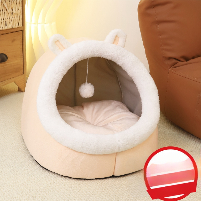 Κρεβατάκι γάτας με PP βαμβάκι – Προέλευση Τζιανγκσού, Για Γάτες, Πολύ-Κλειστό Θερμό Σπιτάκι