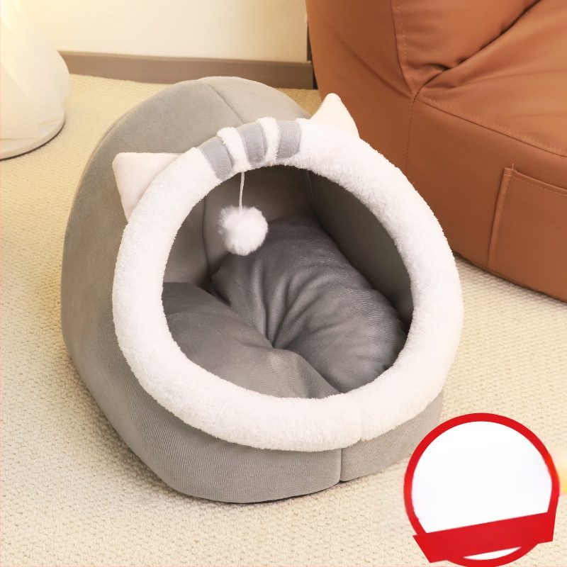 Κρεβατάκι γάτας με PP βαμβάκι – Προέλευση Τζιανγκσού, Για Γάτες, Πολύ-Κλειστό Θερμό Σπιτάκι