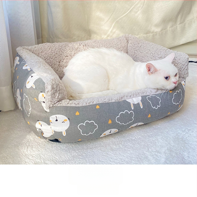 Специална котешка постелка за клетка, зимна топла платформа и котешко гнездо за сън, удебелена за зимата — плюш; Произход: Германия; Марка: Xinji; Миеща се; Монтаж: свободна инсталация