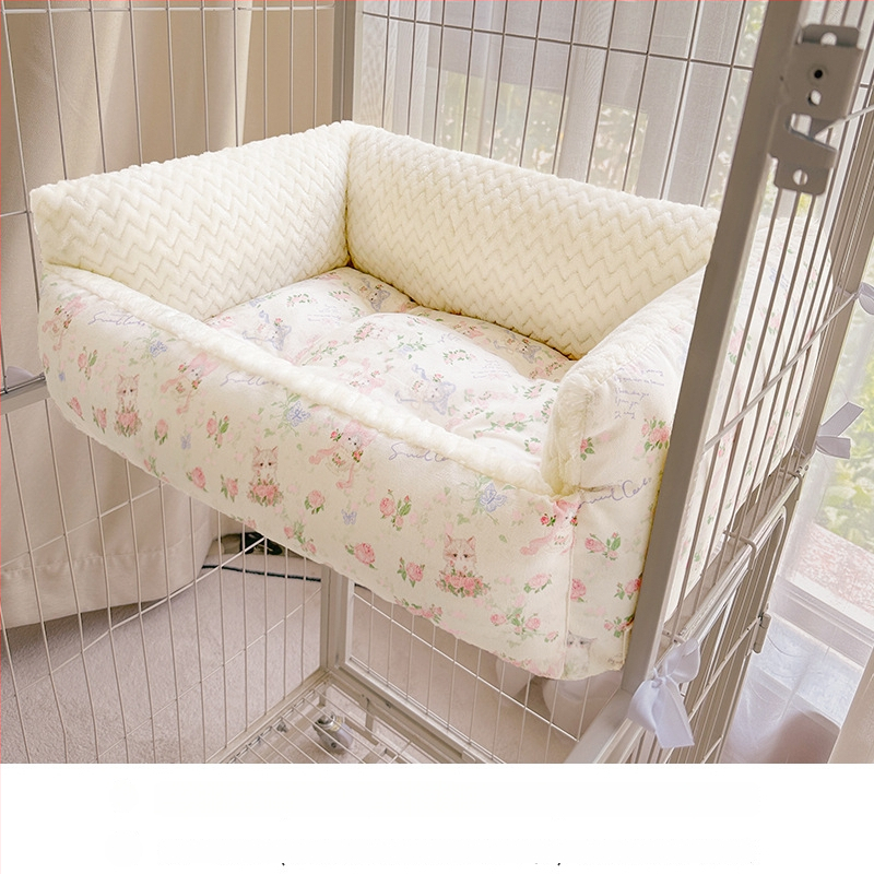 Специална котешка постелка за клетка, зимна топла платформа и котешко гнездо за сън, удебелена за зимата — плюш; Произход: Германия; Марка: Xinji; Миеща се; Монтаж: свободна инсталация