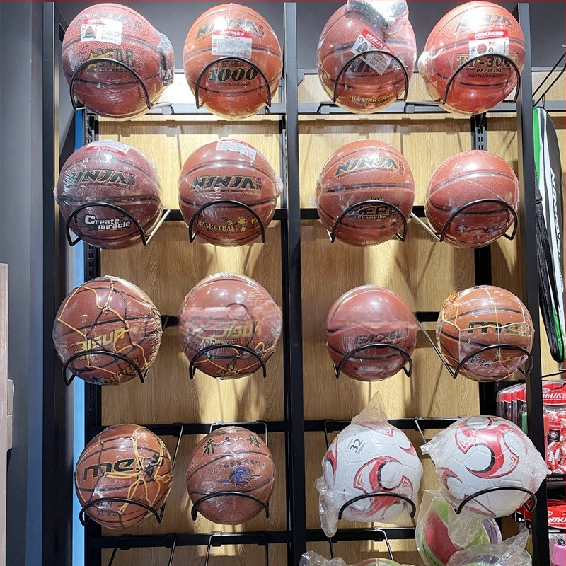 Ράφι προβολής για μπάλες με μονό εκθέτη και εξαρτήματα με διπλό γάντζο για αθλητικά είδη