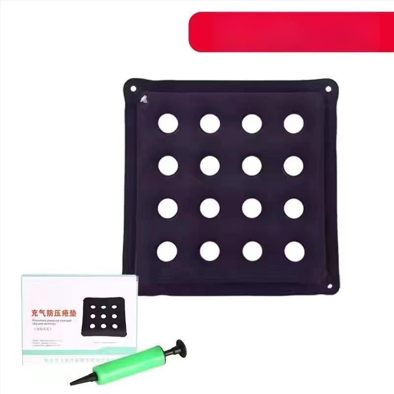 Надуваема седалка за инвалидна количка с опора за хип-зона, близко квадратна форма, 6+ масажни глави с въздушно налягане, едностепенно управление, PU кожа.