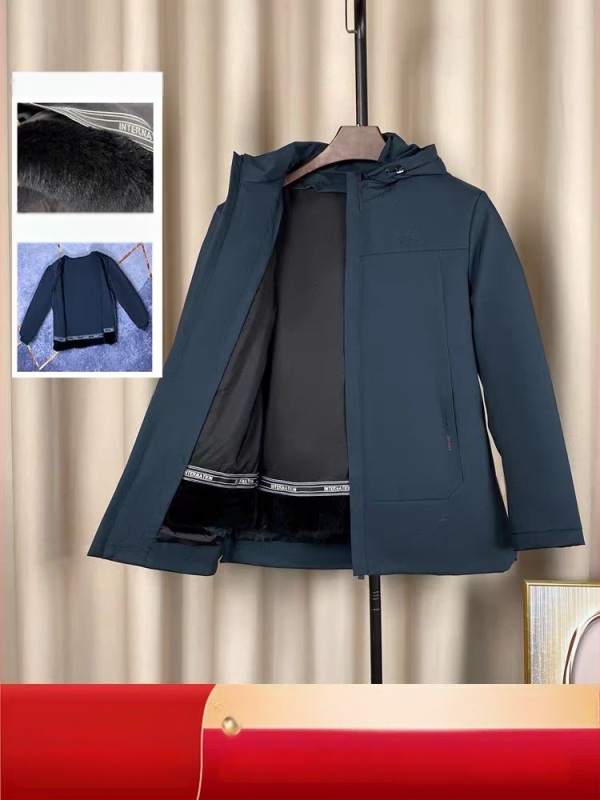 Ανδρικό παρκά από γούνα αλεπούς με αποσπώμενη επένδυση, στενή γραμμή, μεσαίου μήκους, αποσπώμενη κουκούλα, φερμουάρ μπροστά, τσέπες με φερμουάρ