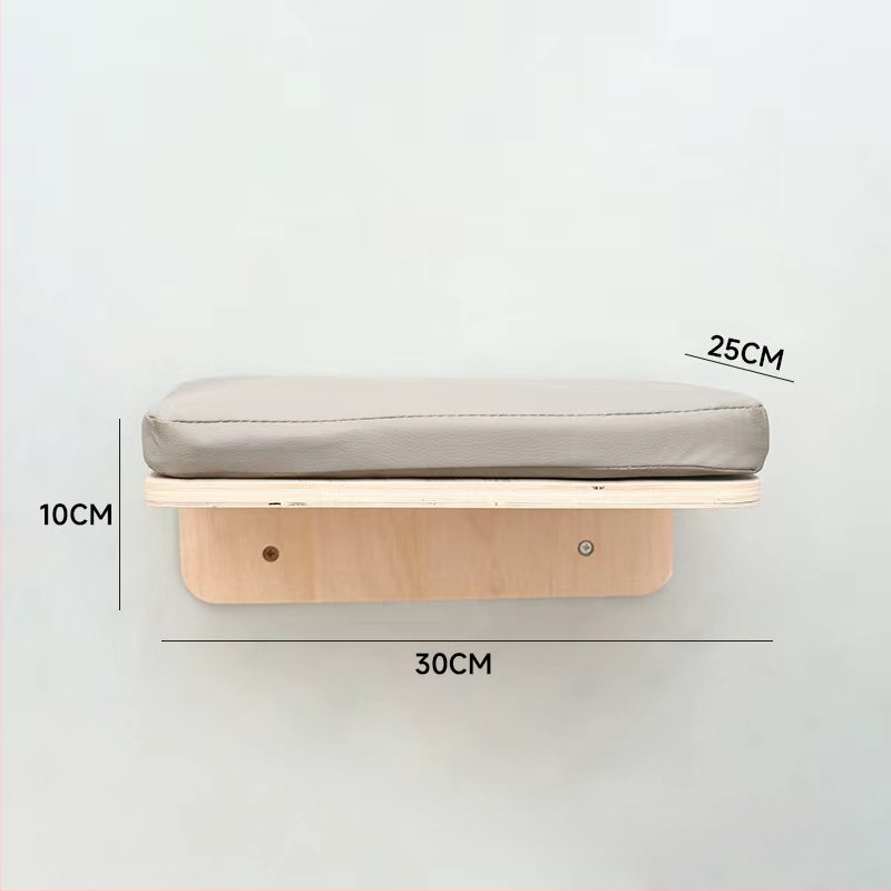 Aventurine Стенна дървена котешка катерачна конструкция с платформа за скачане, изкачваща колона, компактна форма и вградена лежанка и дъска за драскане