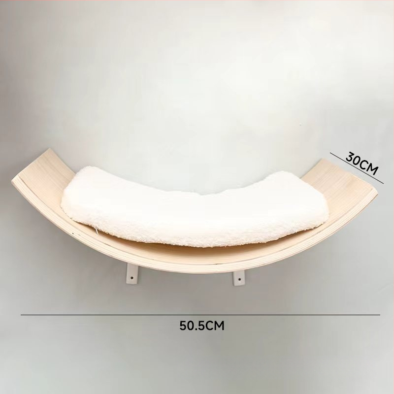 Aventurine Стенна дървена котешка катерачна конструкция с платформа за скачане, изкачваща колона, компактна форма и вградена лежанка и дъска за драскане