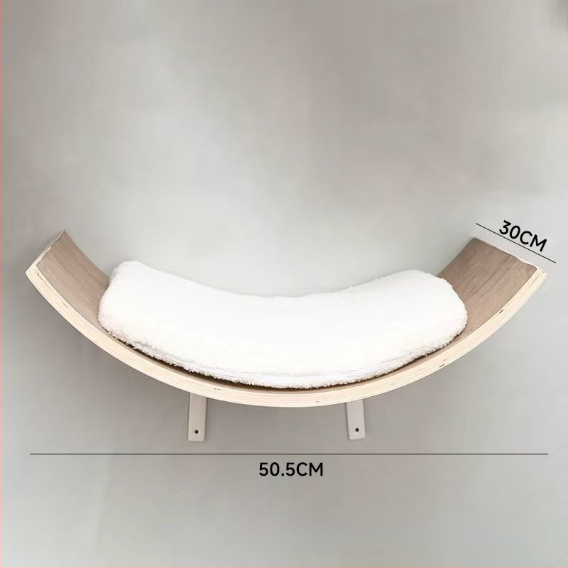 Aventurine Стенна дървена котешка катерачна конструкция с платформа за скачане, изкачваща колона, компактна форма и вградена лежанка и дъска за драскане