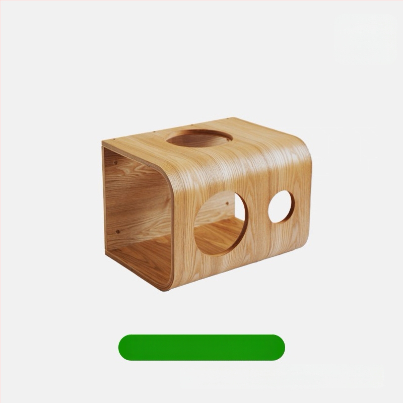 Aventurine Стенна дървена котешка катерачна конструкция с платформа за скачане, изкачваща колона, компактна форма и вградена лежанка и дъска за драскане