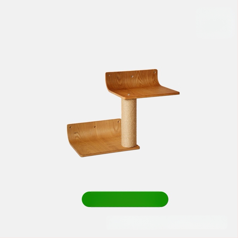 Aventurine Стенна дървена котешка катерачна конструкция с платформа за скачане, изкачваща колона, компактна форма и вградена лежанка и дъска за драскане