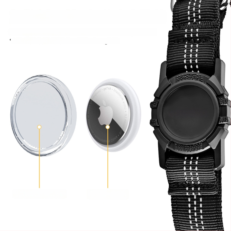 Airtag védőfedéllel és lokátorral ellátott háziállat-nyakörv, fényvisszaverő csíkokkal, vízálló, univerzális méretben illeszkedik