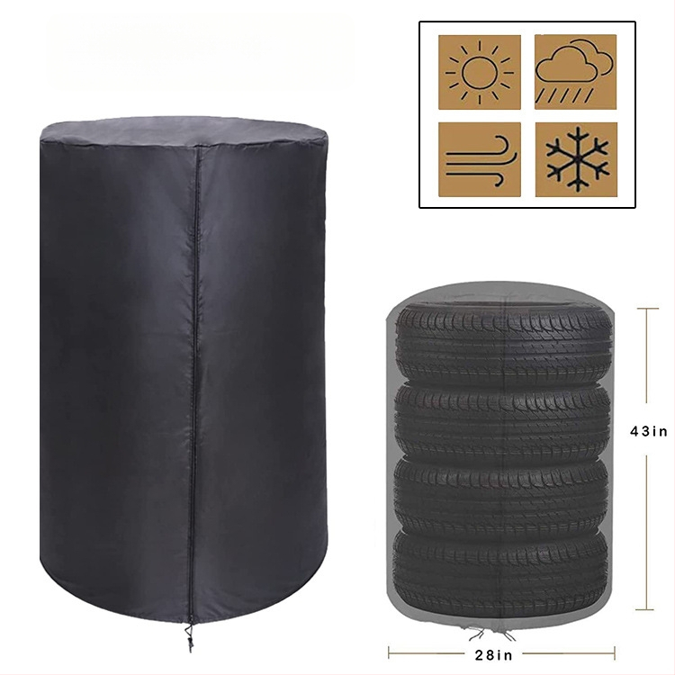 Σετ καλυμμάτων ελαστικών, 4 τεμάχια, ύφασμα 420D Oxford, στρογγυλά με φερμουάρ, Exquisite Sewing