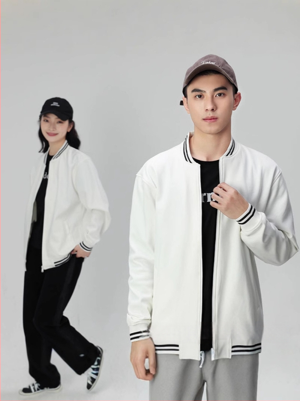 Cipzáras baseball kabát csíkokkal, japán retro stílus, laza szabású, pamut velúr 400 g