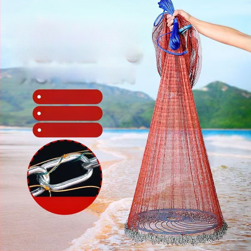 Plasă de pescuit manuală, stil Frisbee, plasă aruncată tip lanț, polietilenă-nailon