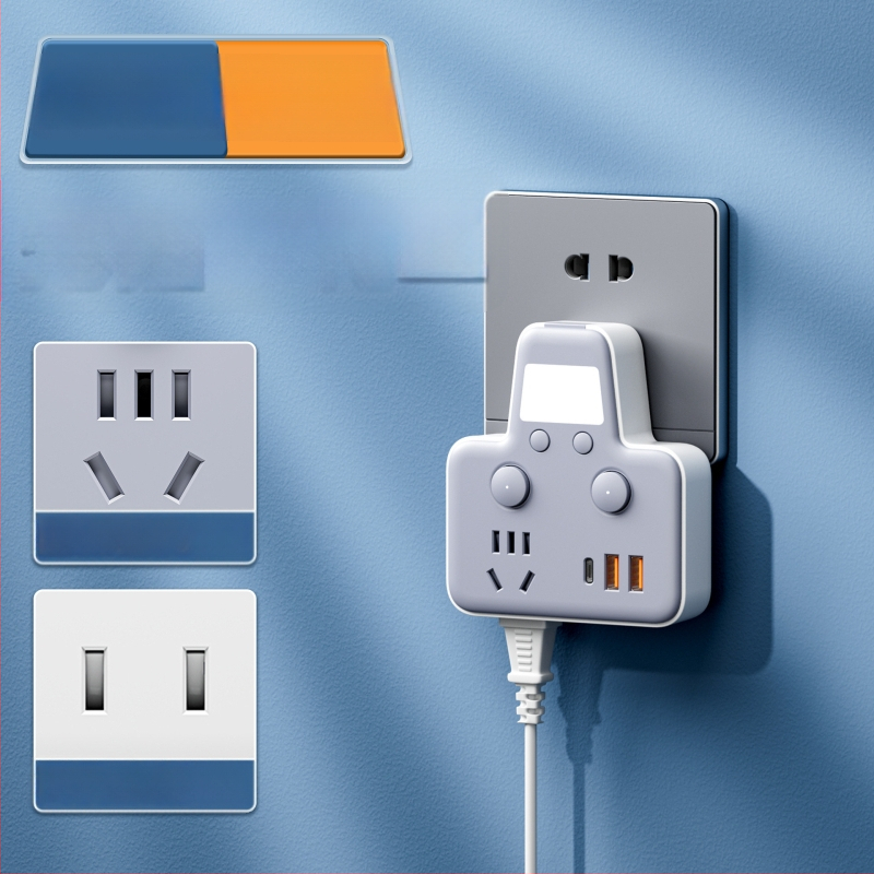 Πολυπρίζο με θύρες USB, νυχτερινό φως, ανεξάρτητος διακόπτης με οθόνη χρόνου, 10A, 220–250V