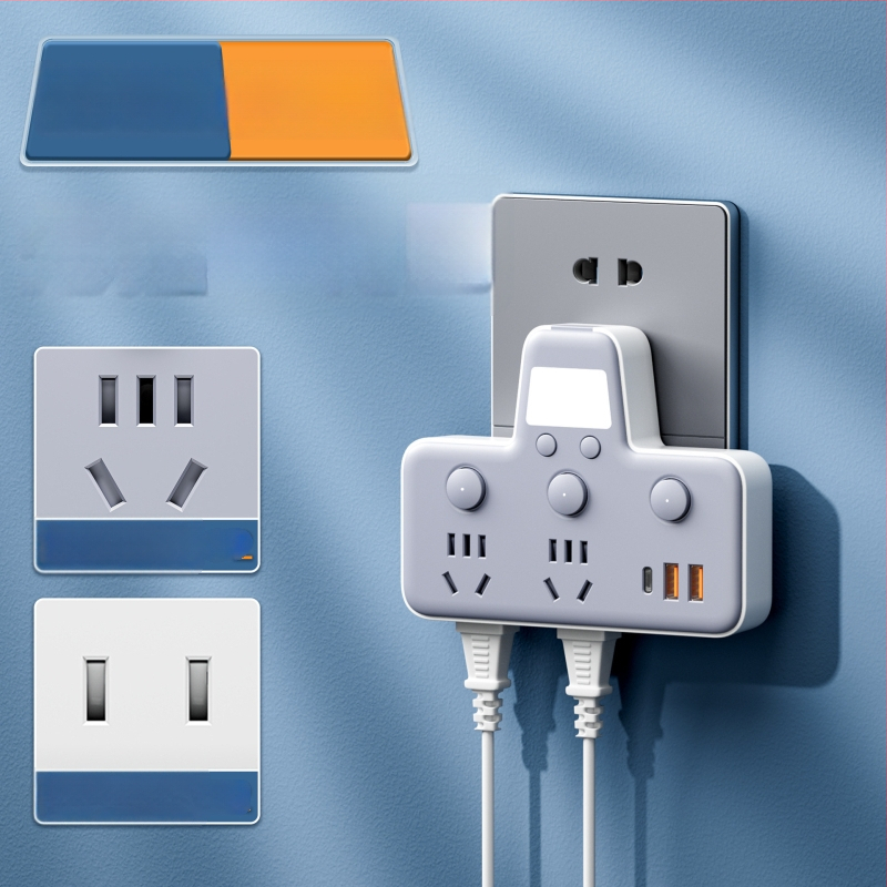 Πολυπρίζο με θύρες USB, νυχτερινό φως, ανεξάρτητος διακόπτης με οθόνη χρόνου, 10A, 220–250V