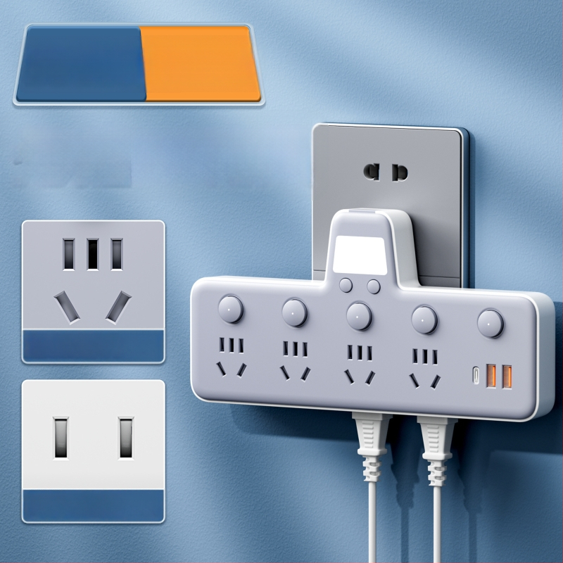 Πολυπρίζο με θύρες USB, νυχτερινό φως, ανεξάρτητος διακόπτης με οθόνη χρόνου, 10A, 220–250V