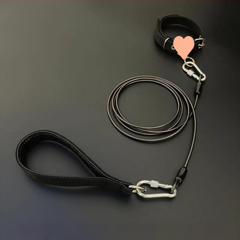 Kutyapóráz acéllánccal, anti harapás, nem visszahúzható, kiegészítő