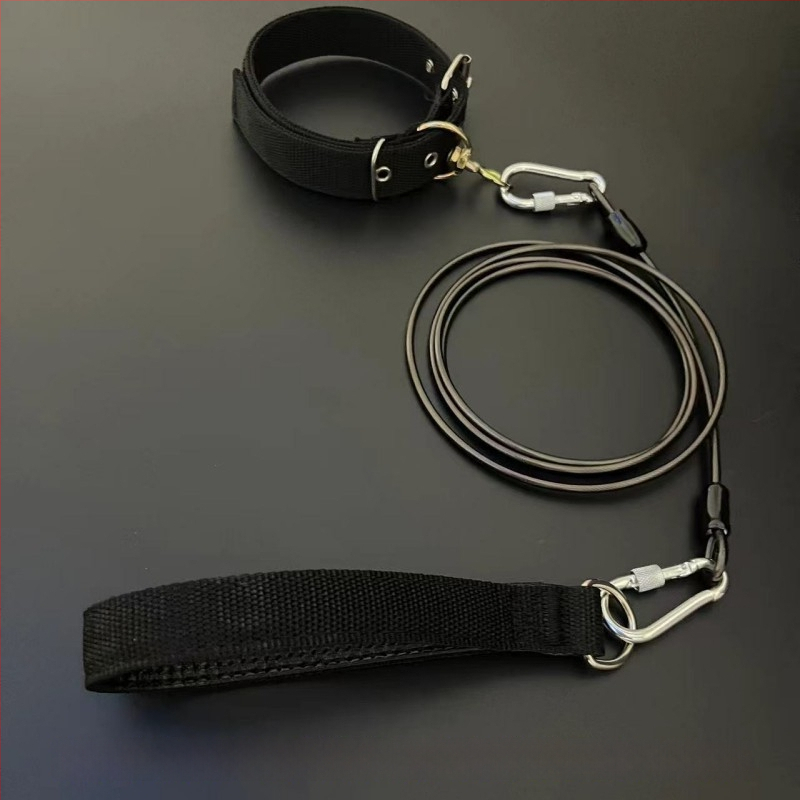 Kutyapóráz acéllánccal, anti harapás, nem visszahúzható, kiegészítő