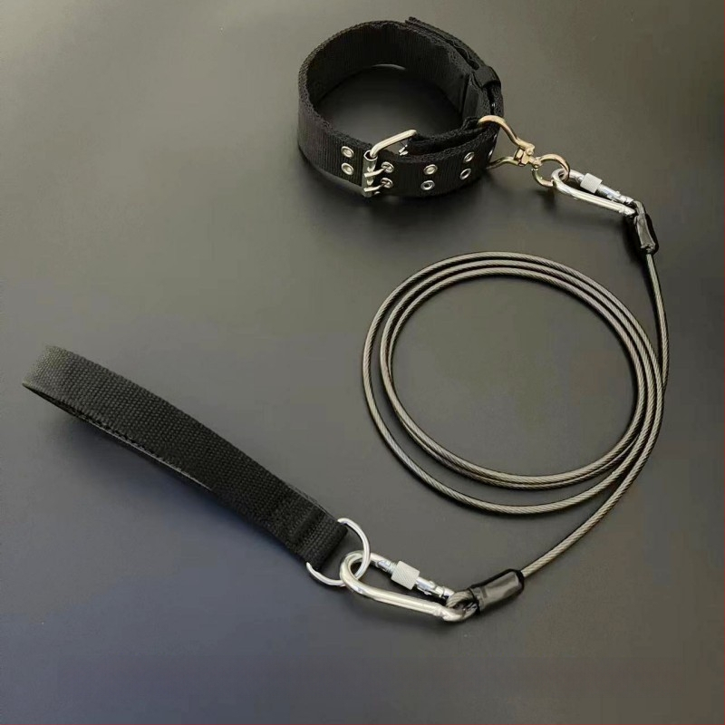 Kutyapóráz acéllánccal, anti harapás, nem visszahúzható, kiegészítő