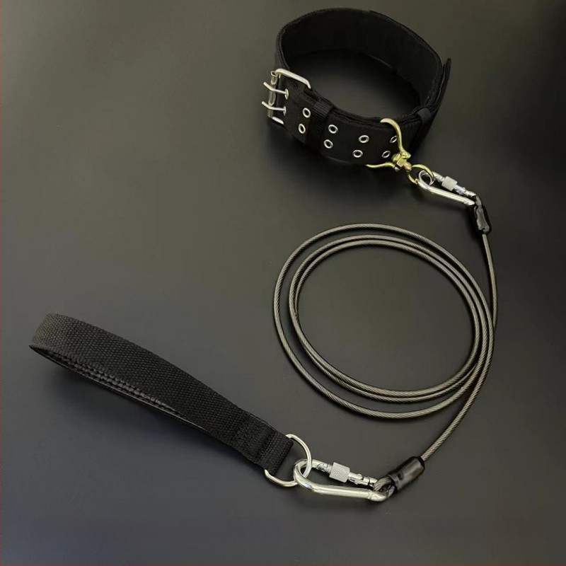 Kutyapóráz acéllánccal, anti harapás, nem visszahúzható, kiegészítő