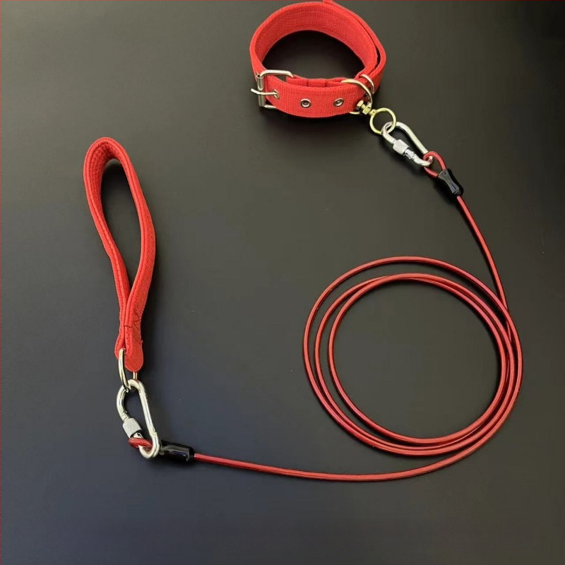Kutyapóráz acéllánccal, anti harapás, nem visszahúzható, kiegészítő