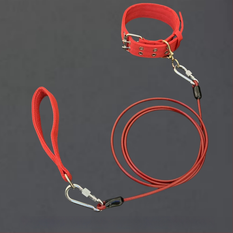 Kutyapóráz acéllánccal, anti harapás, nem visszahúzható, kiegészítő