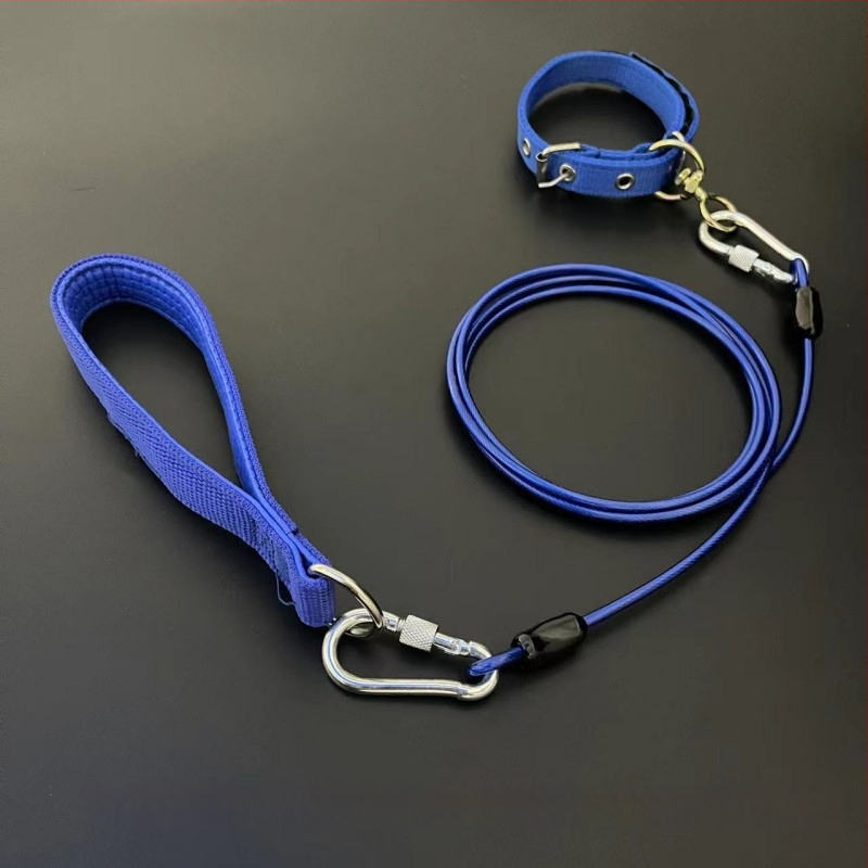Kutyapóráz acéllánccal, anti harapás, nem visszahúzható, kiegészítő