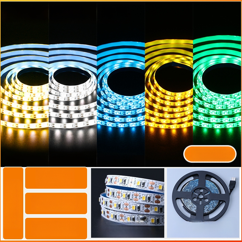 Öntapadós hátoldallal rendelkező monokróm LED-sáv, USB 5V-ellátás, 60 LED (2835), 5W, dimmer nélkül, TV háttérvilágítás