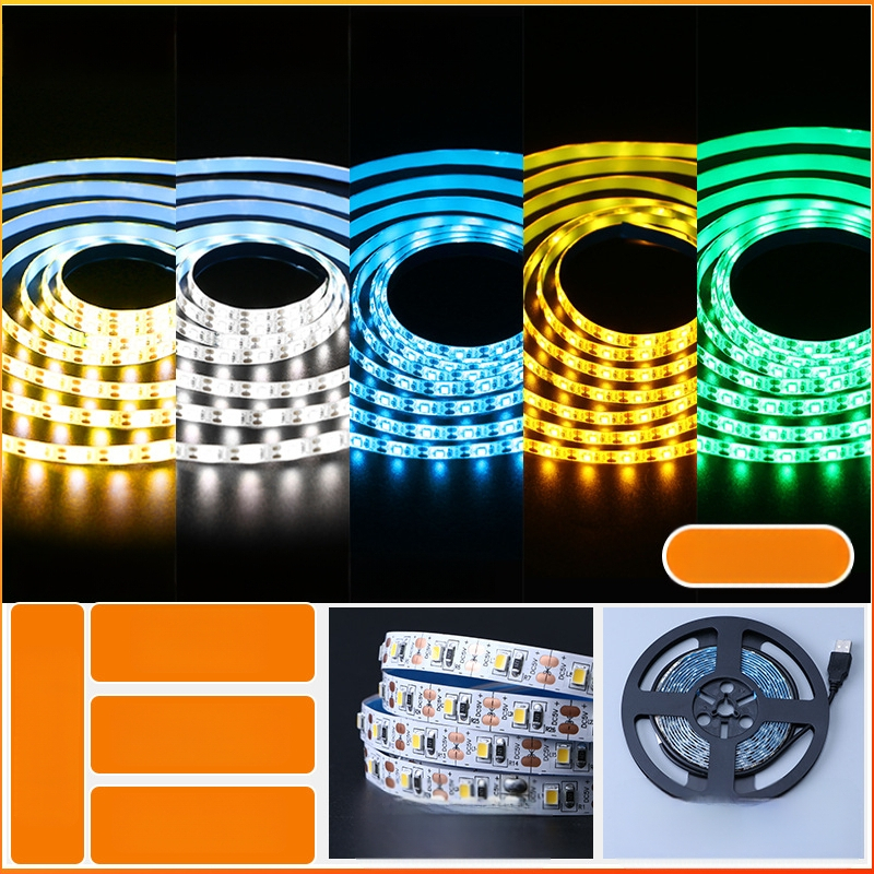 Öntapadós hátoldallal rendelkező monokróm LED-sáv, USB 5V-ellátás, 60 LED (2835), 5W, dimmer nélkül, TV háttérvilágítás