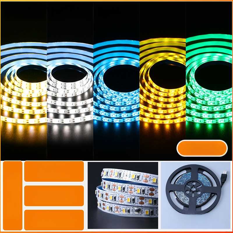 Öntapadós hátoldallal rendelkező monokróm LED-sáv, USB 5V-ellátás, 60 LED (2835), 5W, dimmer nélkül, TV háttérvilágítás