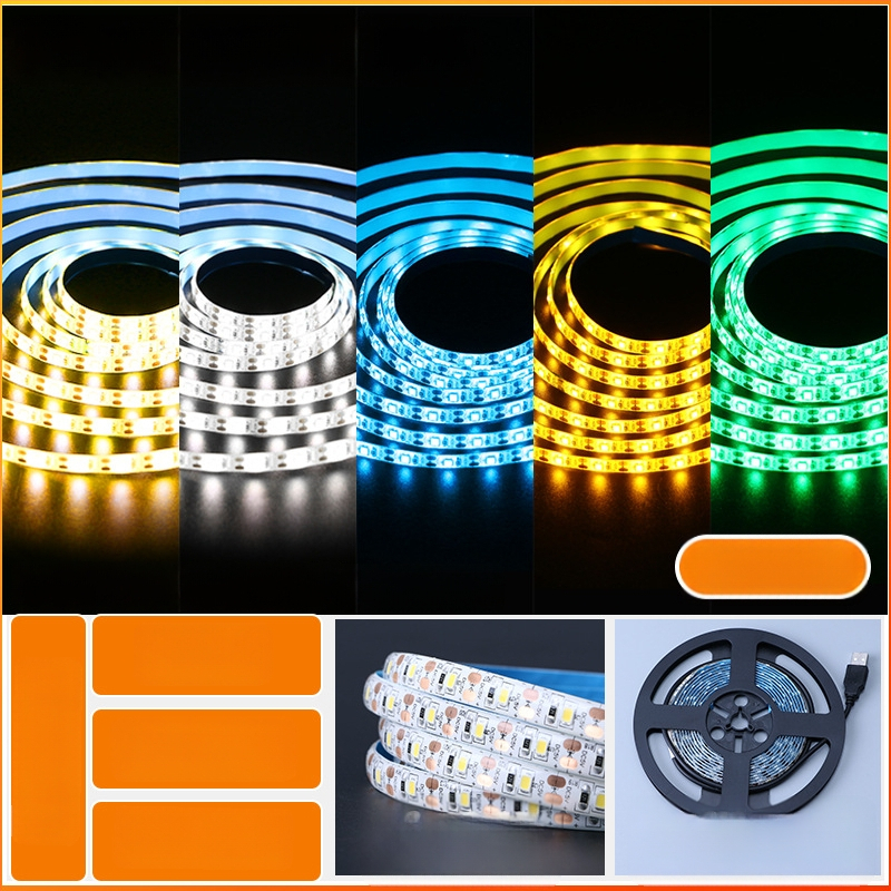 Öntapadós hátoldallal rendelkező monokróm LED-sáv, USB 5V-ellátás, 60 LED (2835), 5W, dimmer nélkül, TV háttérvilágítás