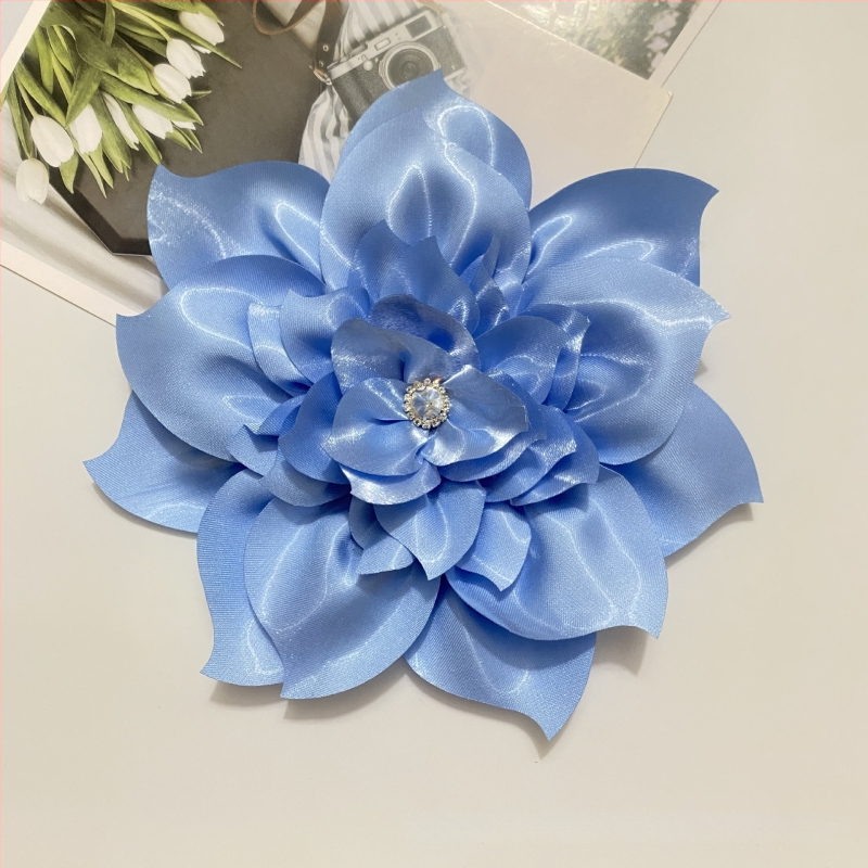 Голямо изкуствено цвете за глава от полиестер – DIY аксесоар за дрехи, Xingbo, с кристали