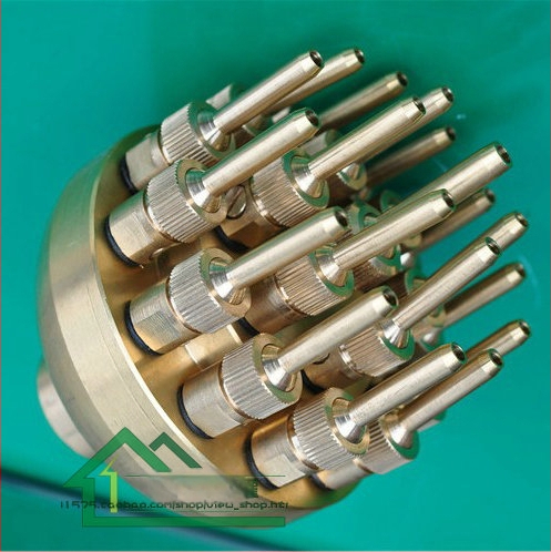 Ορειχάλκινο ρυθμιζόμενο ακροφύσιο με τριών επιπέδων μοτίβο λουλουδιού και στήλη για υδάτινα τοπία (εσωτερική σύνδεση με βίδα, 20°C, πίεση 5 kg, νερό)