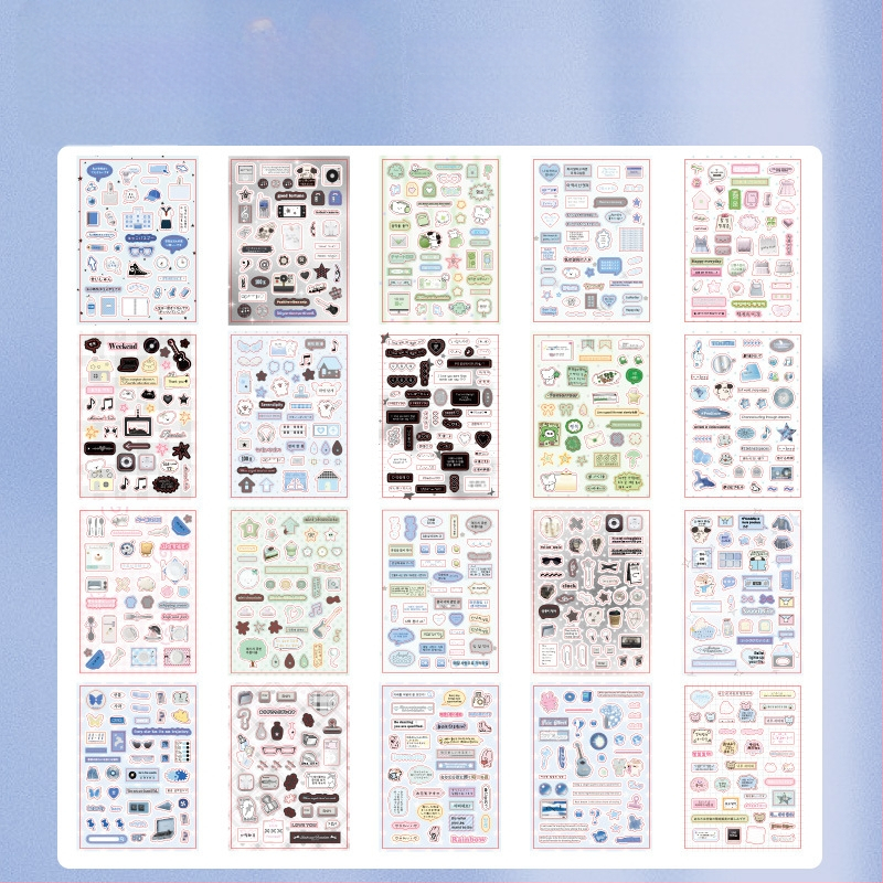 Книга със стикери за DIY декорации – филмови изрязани мотиви, INS стил и английски мотиви за планер и телефон (Марка: Yuyan; Материал: хартия; Занаят: стикери, печат, чисто ръчна изработка; Номер на продукта: Yuyan--Healing Handwritten Cut Film Sticker Boo