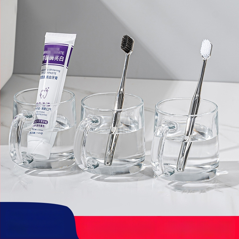 Lemeiya pahar din sticlă temperată pentru apă de gură și periuța de dinți, rotund, un singur strat, rezistent la temperaturi înalte, pentru uz casnic și hotelier