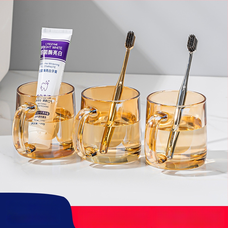 Lemeiya pahar din sticlă temperată pentru apă de gură și periuța de dinți, rotund, un singur strat, rezistent la temperaturi înalte, pentru uz casnic și hotelier