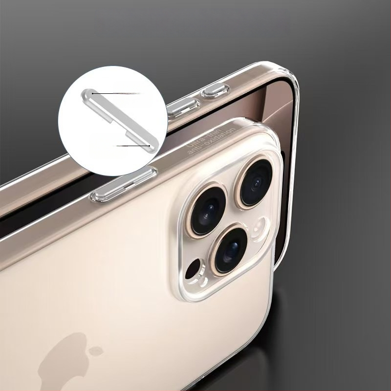 Bayer TPU prozirna futrola za iPhone – ultra-tanka, otporna na padove, s odvodom topline, otporna na habanje, metalne tipke; za modele iPhone 12 Pro/12 Pro Max, 13 Pro/Max, 14 Pro/Max
