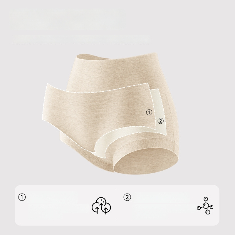 Chiloți de maternitate cu talie înaltă pentru recuperare postpartum, bumbac 90–95%, căptușeală din mătase Mulberry (<30%), tricotat cu 40 de fire