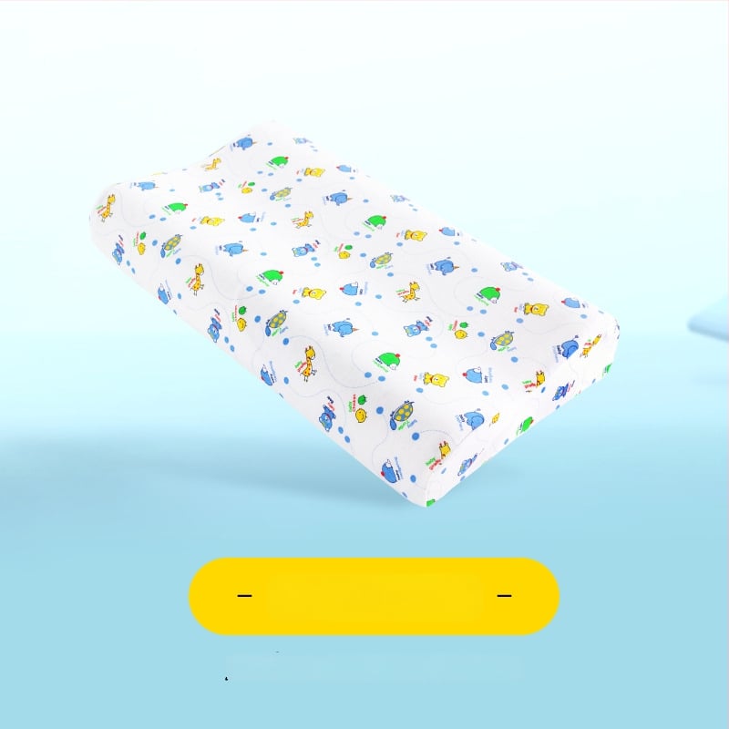 Детска латексова възглавница — правоъгълна форма, естествен латекс, съдържание латекс 90%+, калъф от чист памук, подходяща за деца и бебета