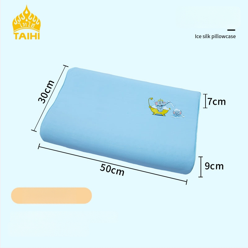 Детска латексова възглавница — правоъгълна форма, естествен латекс, съдържание латекс 90%+, калъф от чист памук, подходяща за деца и бебета