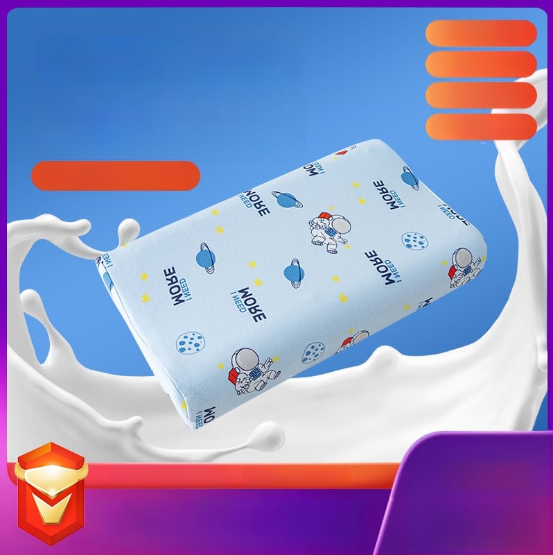 Детска възглавница от естествен латекс с ядро от чист памук; съдържание на латекс >90%; подходяща за всички сезони; подходяща за всички позиции на сън.