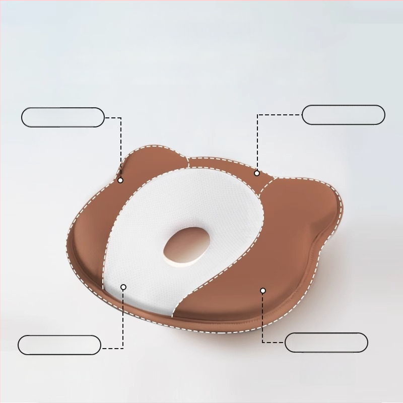 Pernă de formare pentru sugari, din spumă cu memorie, pentru corecția formei capului la nou-născuți — formă ursuleț sau canelură