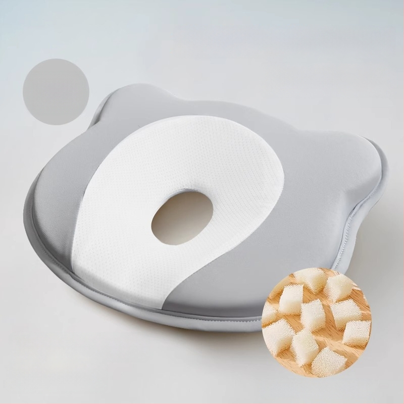 Pernă de formare pentru sugari, din spumă cu memorie, pentru corecția formei capului la nou-născuți — formă ursuleț sau canelură