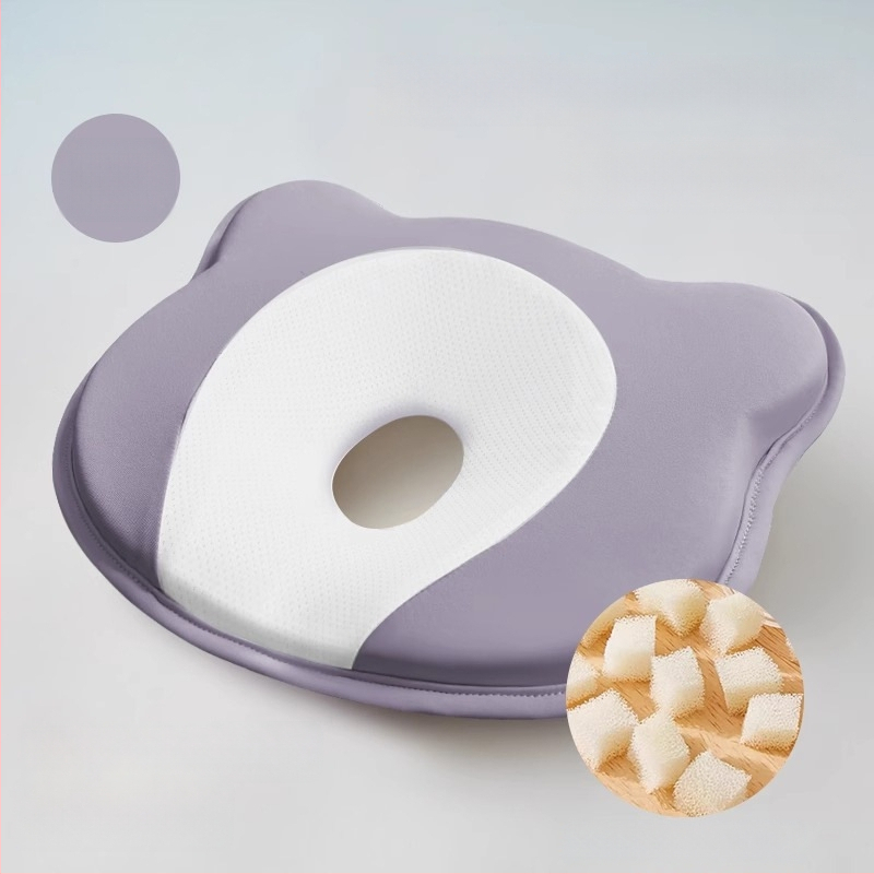 Pernă de formare pentru sugari, din spumă cu memorie, pentru corecția formei capului la nou-născuți — formă ursuleț sau canelură