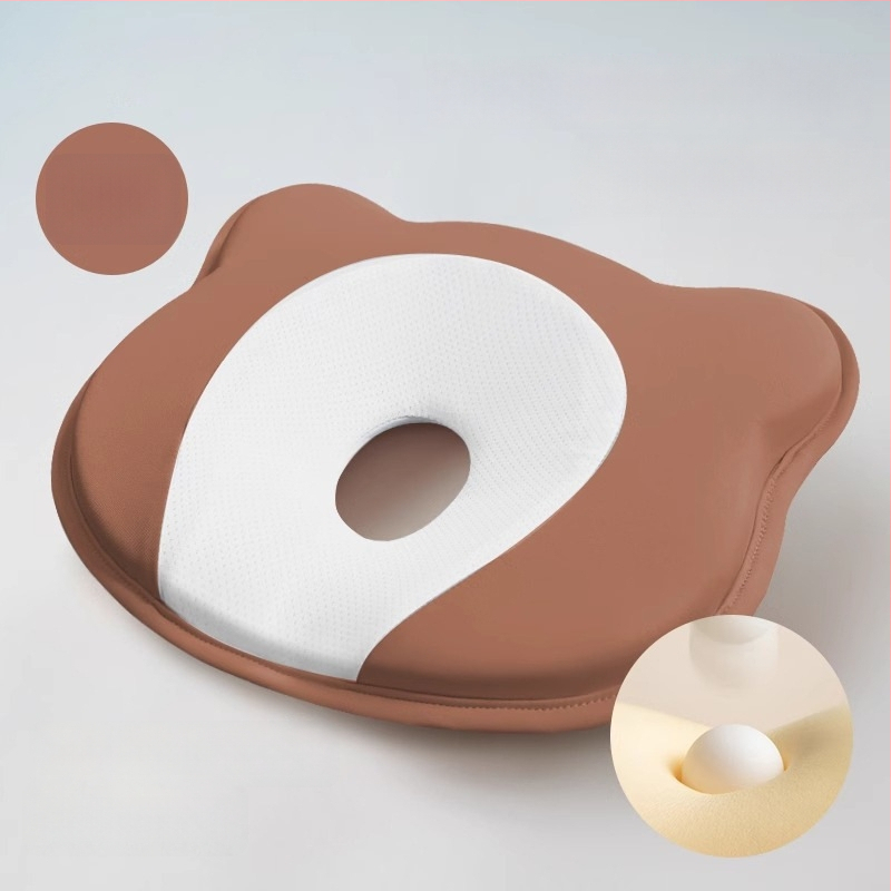 Pernă de formare pentru sugari, din spumă cu memorie, pentru corecția formei capului la nou-născuți — formă ursuleț sau canelură