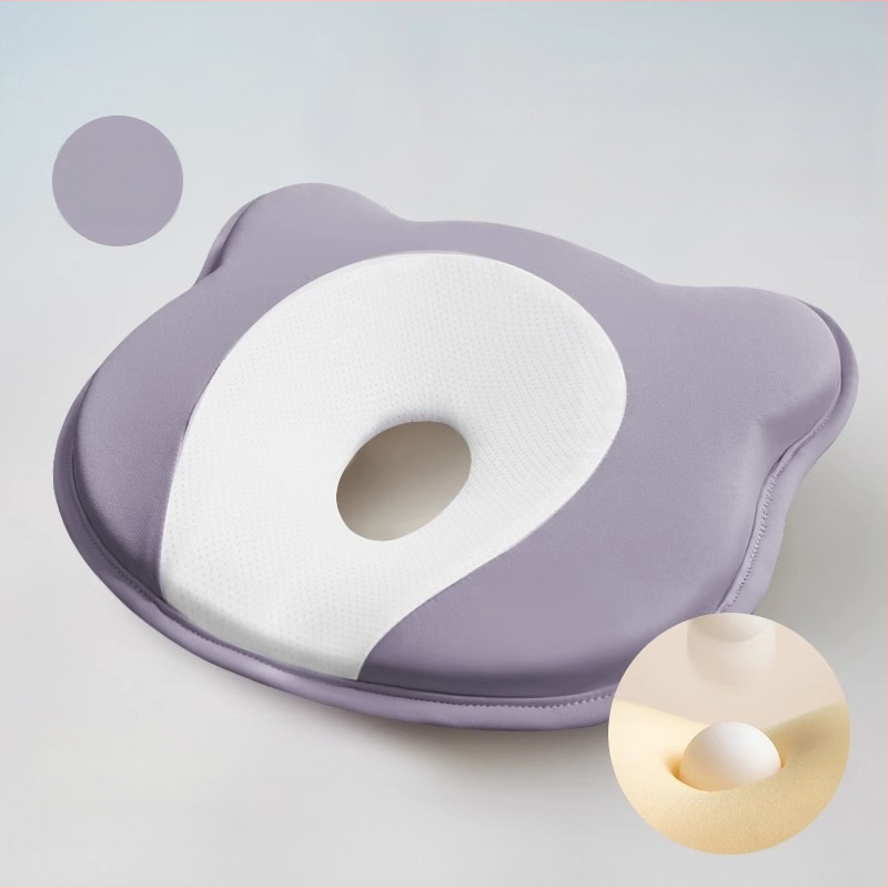 Pernă de formare pentru sugari, din spumă cu memorie, pentru corecția formei capului la nou-născuți — formă ursuleț sau canelură