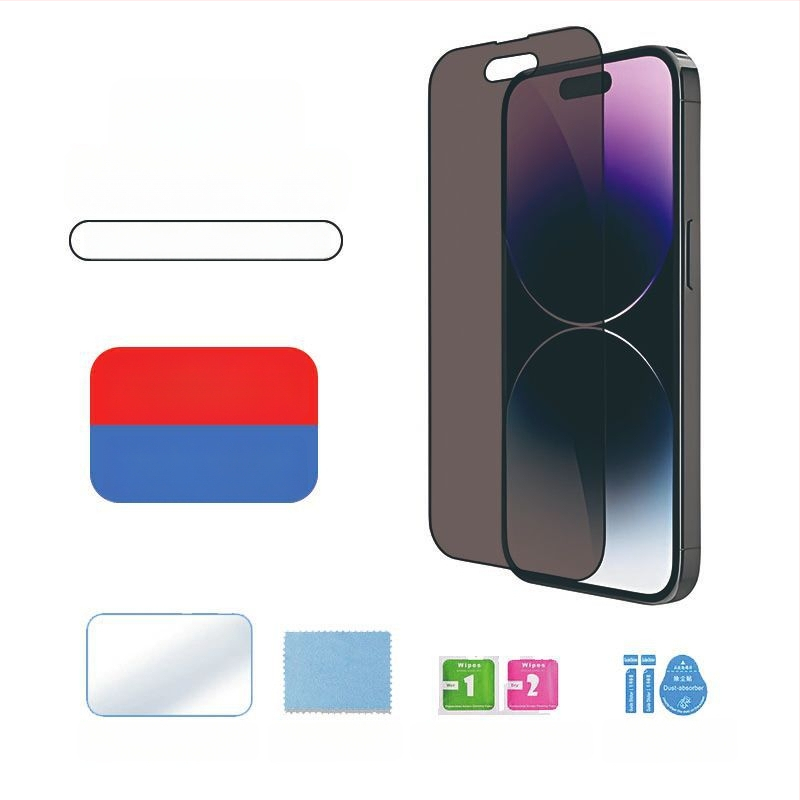 Kaljeno staklo za prednji zaslon iPhone 14 Pro Max, potpuno prianjanje, zaštita od špijuniranja, set za brzo nanošenje bez prašine