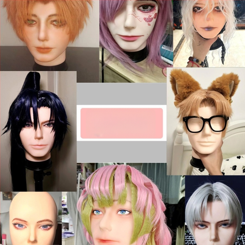 Model de cap pentru perucă cosplay cu suport, model RBE-GT09; material păr: K silk / p silk; stil perucă: anime cosplay; lungime perucă: medie până la lungă; circumferința mare a capului