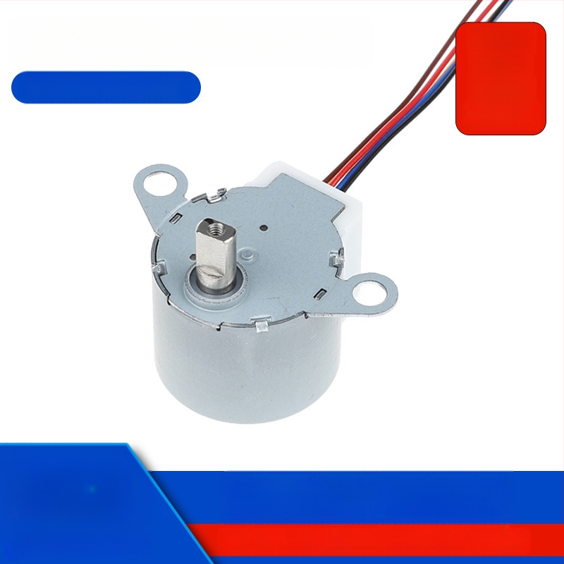 Βηματικός κινητήρας μόνιμου μαγνήτη 24BYJ48-2012; ονομαστική τάση 5–36V; ονομασικός ρεύματος 5A; ονομαστική ταχύτητα 100 rpm.