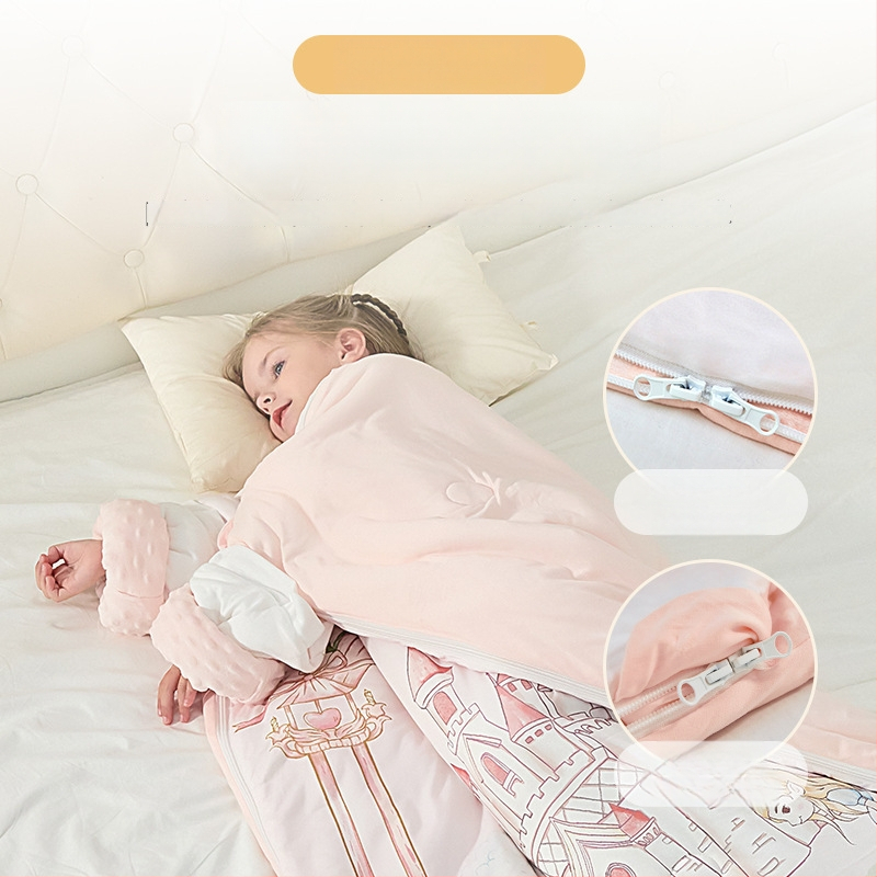 Dječji spavaći vrećica s zaštitom trbuha, debeli za jesen-zimu, 100% pamuk, crtani stil, četiri godišnja doba, boje: zelena, plava, ružičasta, žuta — Butterfly Baby