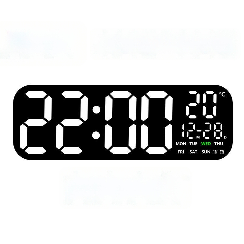 Ceas de perete LED digital cu termometru, calendar perpetuu și fază a lunii – afișaj oră de 24 de ore
